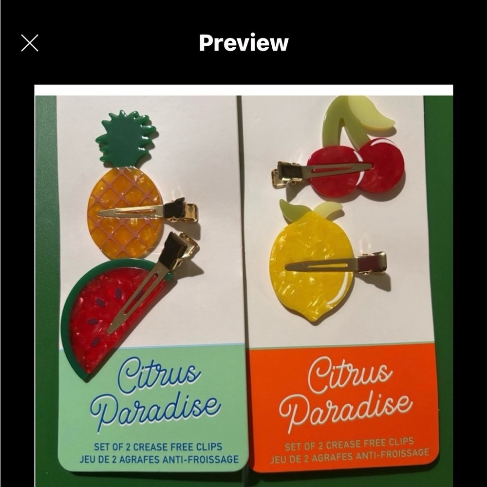 Anthropologie citrus paradise hair clip a watermelon cherry lemon pineapple clip